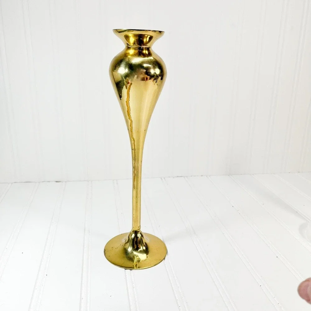 Vintage Tall Brass Vase - Made in‎ India